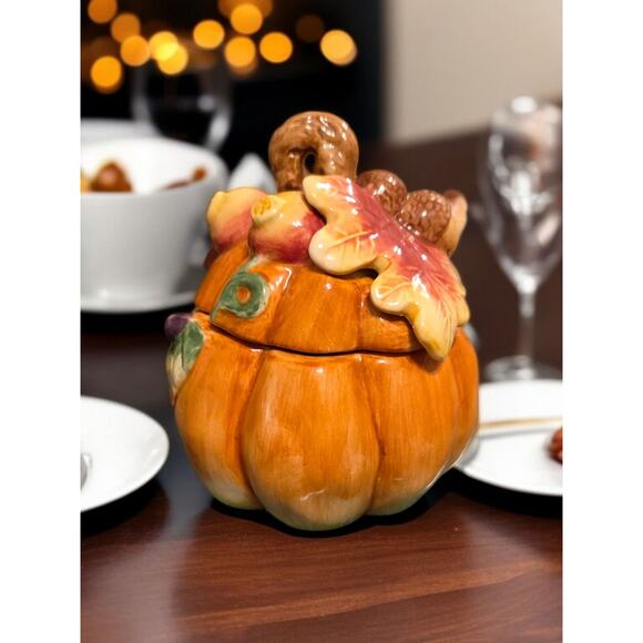 Fitz and Floyd Classics Autumn Splendor Collection Sugar Bowl with Lid in Box - Picture 3 of 7